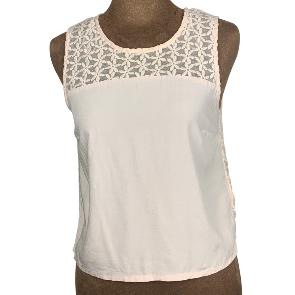 Divided by H&M Light Pink Sleeveless Top with Embroidered Scoop Neck Top Size 4